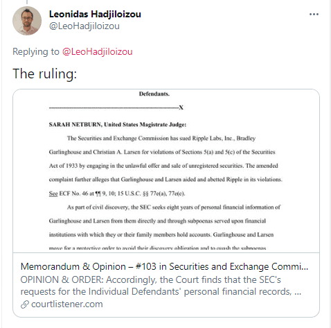 Ripple's Former And Current CEO's Financial Records Irrelevant To Ripple vs SEC Case 2 Ripple