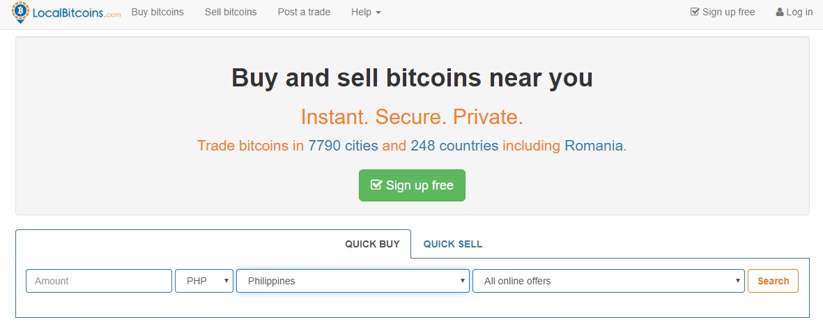 LocalBitcoins User Interface